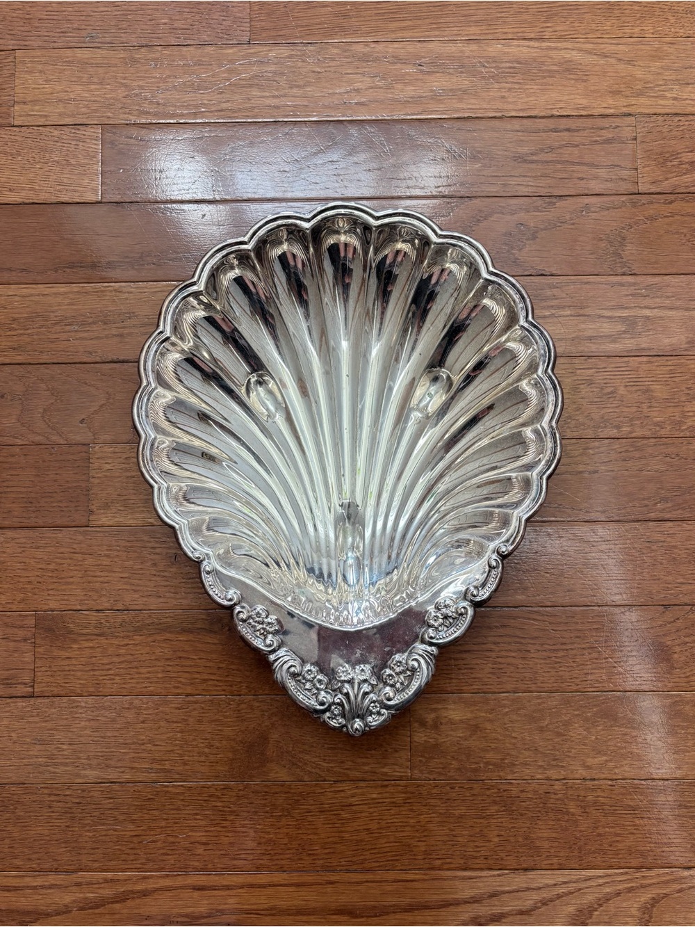 Vintage 1960's Mid Century Silver Plated Scalloped Seashell Trinkey Tray